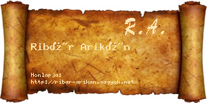 Ribár Arikán névjegykártya